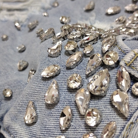 Denim and Rhinestone Shorts - Picture 6 of 6